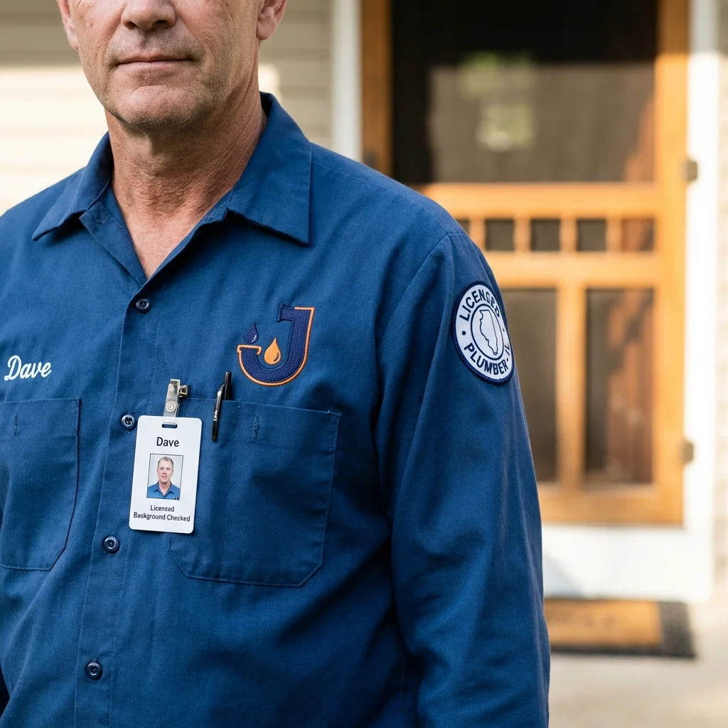 Licensed plumber showing ID badge in Mifflinville, PA