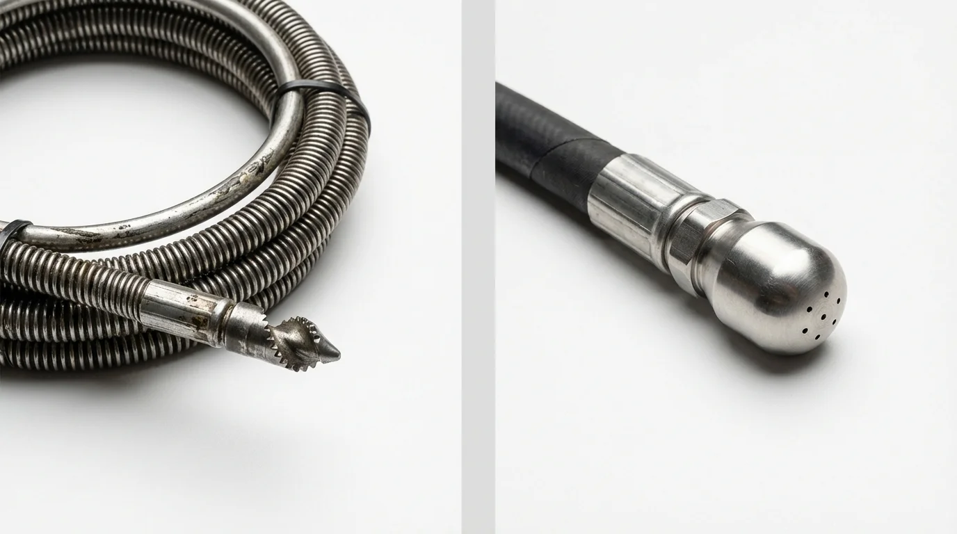 Drain snake cable and hydro jetting nozzle used for drain cleaning in Mifflinville, PA