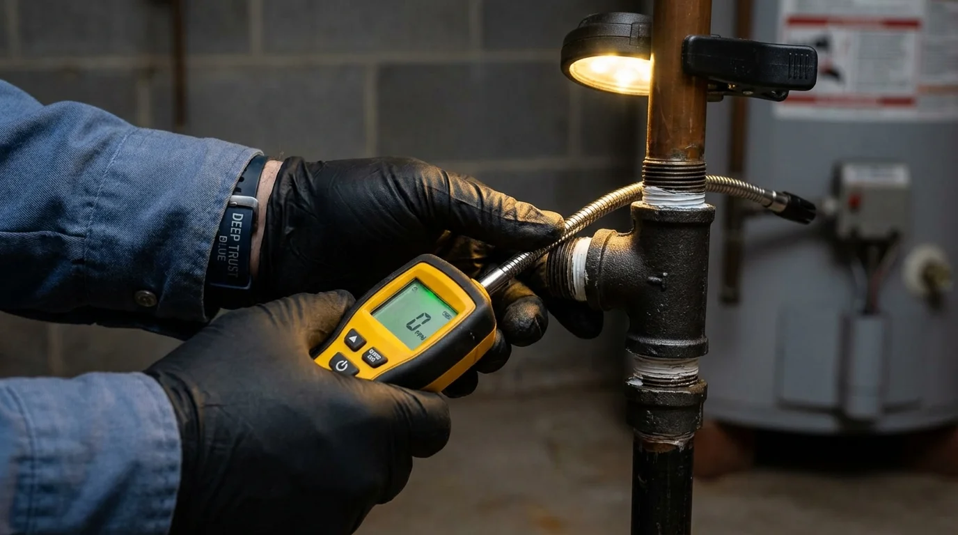 Gas leak detection with electronic sniffer by Johns Plumbing LLC in Mifflinville