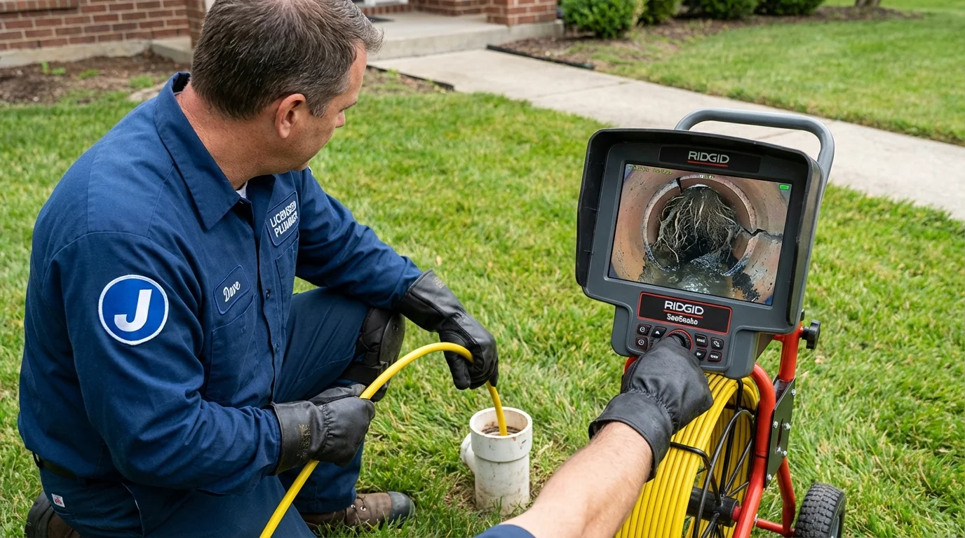 Sewer camera inspection being performed by Johns Plumbing LLC in Mifflinville