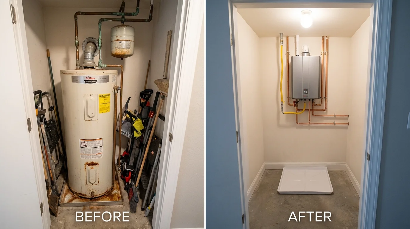 Tank water heater versus wall-mounted tankless unit comparison for Mifflinville, PA homeowners